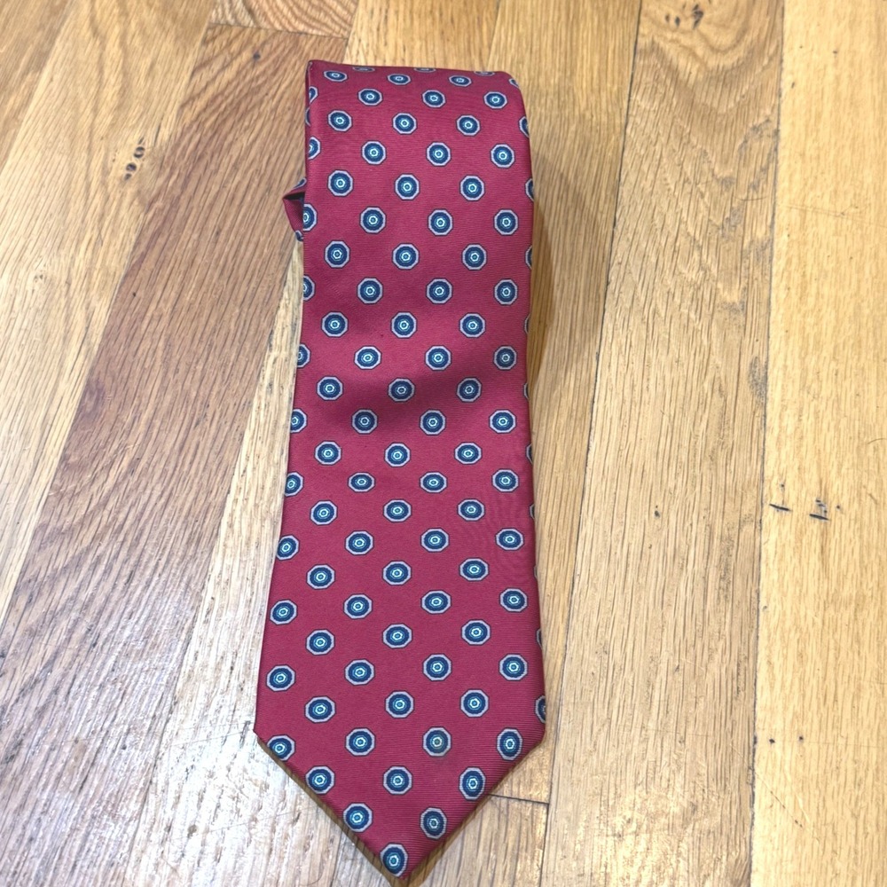 Envoy Mens Red Silk Geometric Medallion Print Necktie‎ Made in USA Classic Tie